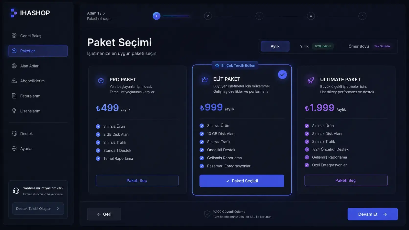 Paketinizi Seçin