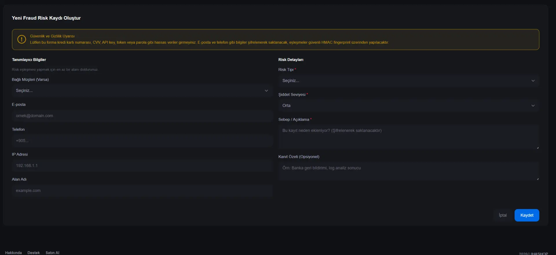 iFraud™ Risk Hafızası screenshot