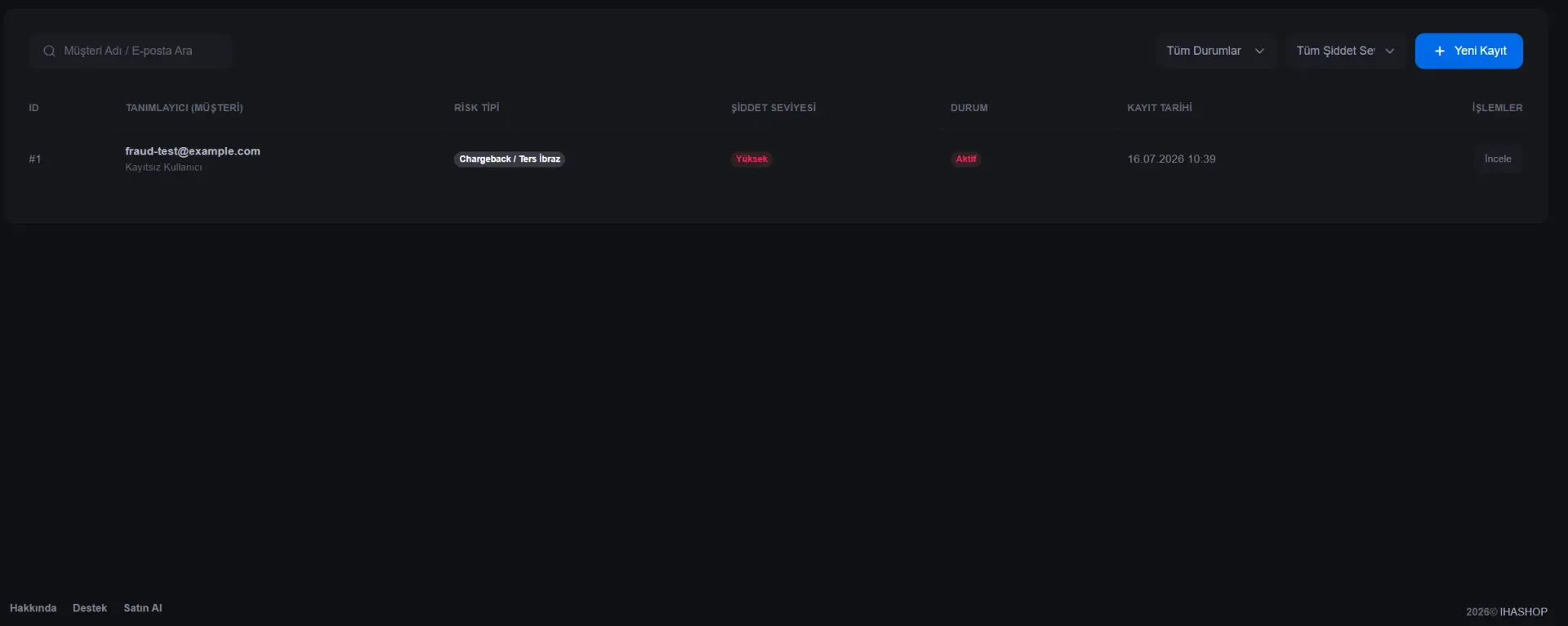iFraud™ Risk Hafızası screenshot